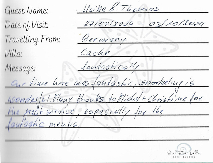 881. Thomas & Heike Theile; 27Th September To 3Rd October 2024 Cachee